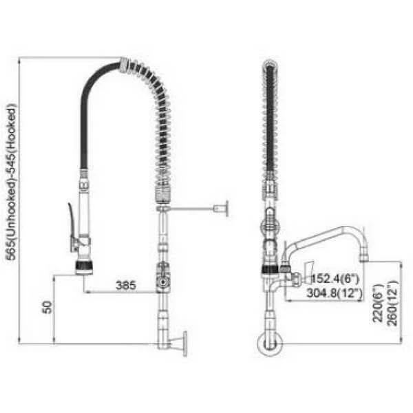 Compact with Wall Stops, Elbow and Pot Filler Option Stainless Steel Wall Mounted Pre Rinse Unit - Image 4