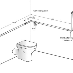 90? Flush Mount Wrap Around Grab Rail Modular 1100x1025x600mm LH
